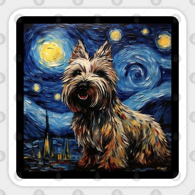 Skye Terrier Starry Night painting Sticker by NatashaCuteShop